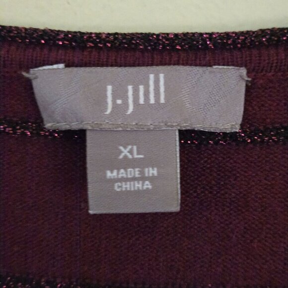 J. Jill Burgundy Red Striped Scoop Neck Oversized Tunic Sweater Size XL - Picture 4 of 4